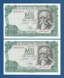 ESPAÑA // SPAIN -- PAREJA 1000 PESETAS ( 1971 ) - aUNC - SERIE DE SUSTITUCION 9B - Imagen 1 de 2