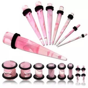 Tunnel Dehnstab Dehnungsset Plug Marmorrosa Rosa Marmor Set od. Einzeln Piercing - Bild 1 von 4