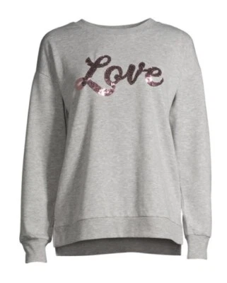 NOBO No Boundaries LOVE Pullover Gris Lentejuelas Suave Peso Ligero Sudaderas Nuevas con Etiquetas Foto 1 de 2