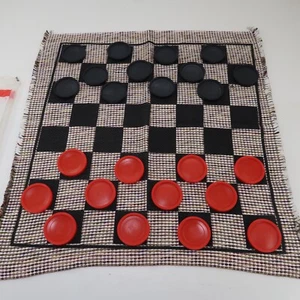 Checkers Gameboard Lite Woven Blanket 27”X 27” with 24 Checker Pieces - Picture 1 of 7