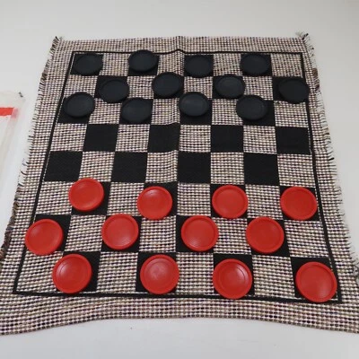 Checkers Gameboard Lite Woven Blanket 27”X 27” with 24 Checker Pieces - Image 1 of 4