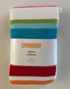 NWT Gymboree Winter Cheer Sz 3-4 Ivory Multi-Colored Striped Tights 3T-4T - Picture 1 of 3