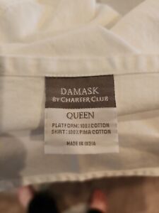 Damask By Charter Club Queen Bedskirt White Pleated 14" Drop