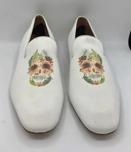 Donald J Pliner Blumenschädel Herren ""PAZANO"" DD Canvas Slipper Halbschuh Größe 14M - Bild 1 von 10
