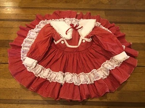 VTG Marthas Miniatures Red White Dot Full Circle Party Pageant Dress 3T w/Jingle - Picture 1 of 14