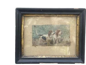Signed PAUL MAHLER Watercolor Pair of Bassets Hounds - Picture 1 of 5