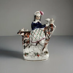 Antigua figura de Staffordshire, niña sobre cabra, C 1840 - Imagen 1 de 8