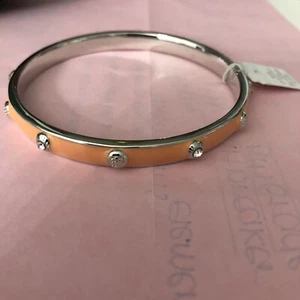 Women’s Bracelet Lia Sophia studded enamel Non Stretch Silvertone Peach Fashion - Picture 1 of 5