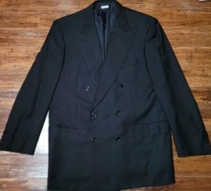 Brioni Sport Coat Mens 42 R Double Breasted Blazer Black Wool - Picture 1 of 13