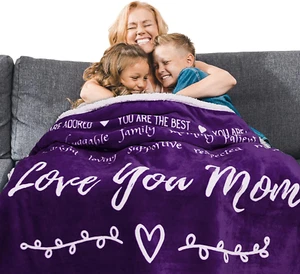 Love You Mom Blanket, Birthday Gifts from Daughter or Son, Mothers Day Ideas, Th - Picture 1 of 12