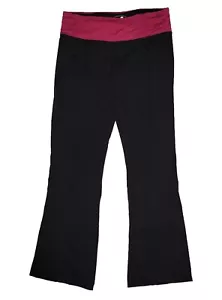 Tangerine Women's Size Medium Black Flared Yoga Pants, Pink Waistband - Picture 1 of 3