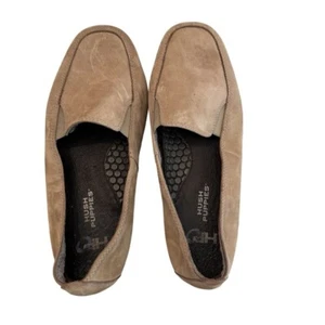 Hush Puppies Damen hellbraune bequeme Leder-Slipper Halbschuhe Größe 7W guter Zustand - Bild 1 von 9