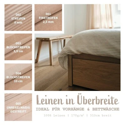 Leinen Meterware überbreit mit Streifen - Leinenstoff gestreift *Ab 50 x 310 cm - Bild 1 von 4