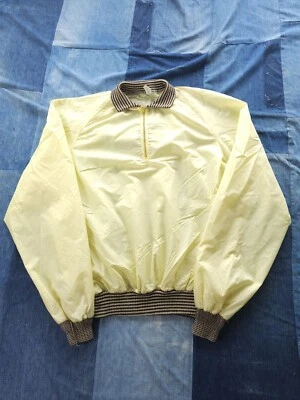 Vintage 1960s Elastic Fab Inc Yellow Nylon Windbreaker Jacket XL Pullover - Image 1 of 4