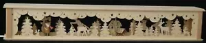 Schwibbogenerhöhung mit Waldarbeiter Tieren und Beleuchtung BxHxT 72x10x10cm NEU - Bild 1 von 1