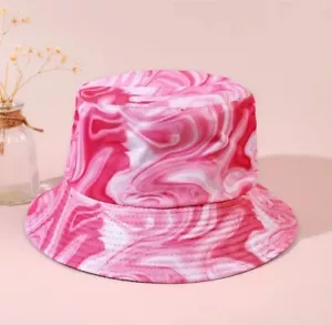 Tie Dye Print Bucket Hat, Color Pink Rose, One Size, Unisex, Beach, Sun, NWT - Picture 1 of 3