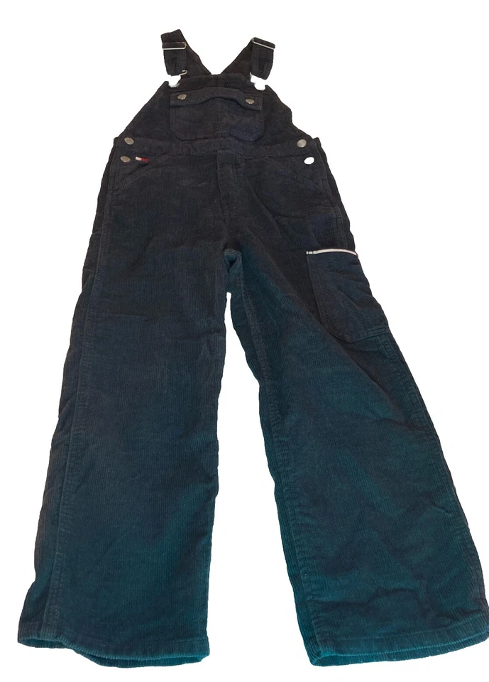 Tommy Hilfiger Corduroy Overalls Boys 6X Navy Blue Snap Sides Adjustable Straps - Image 1 of 4