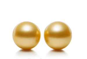 Pair of 9mm Natural south sea genuine gold round loose pearl 33AAA - Picture 1 of 1
