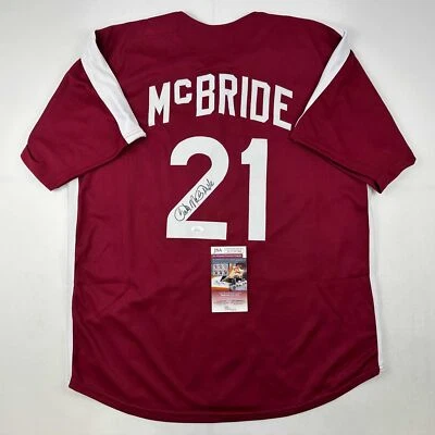 Autographed/Signed Bake McBride Philadelphia Retro Maroon Jersey JSA COA - Image 1 of 4