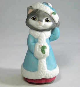 Estatuilla de adorno de gatito de Navidad victoriano de porcelana de colección 2 en serie sello gato - Imagen 1 de 10
