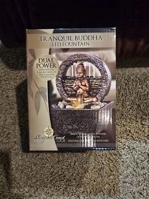 宁静佛像 LED 喷泉带流动水双功率天然河岩 全新带盒 — 第 1/4 张图片