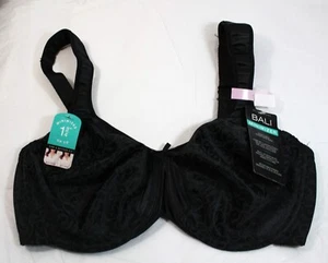NWT BALI MINIMIZER satin tracings comfort U padded straps bra df3562 3562 BLACK - Picture 1 of 6