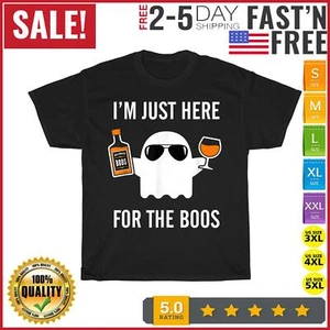 I'm Just Here For The Boos Funny Halloween Liquor Vintage T Shirt Men Women NEW - Picture 1 of 9