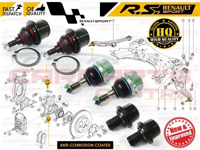 FOR RENAULT CLIO 197 200 MEGANE MK3 RS SPORT TOP BOTTOM HUB ARM BALL JOINT PIVOT - Image 1 of 4