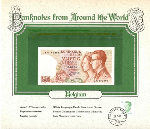 World Banknotes Belgium 1966 50 Francs P-139a.3 UNC 1174 J 293332403 Lucky 333 Cover