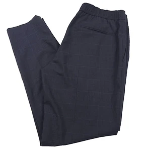 $265 Theory Mayer Blue Air Grid Plaid Wool Blend Drawstring Pants Mens Size 33 - Picture 1 of 10