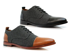 Polar Fox CLIFFORD Grey Woolen Cap Toe Oxford Dress Shoes For Work Business - Picture 1 of 19