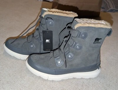 SOREL WOMEN'S EXPLORER II JOAN FAUX FUR WP WINTER BOOTS GRILL/FAWN SIZE 9 NEW! - Image 1 of 4