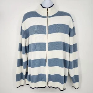 Club Room Mens Full Zip Sweater Cardigan Size XXL Blue Stripe Coastal Prep - Picture 1 of 8