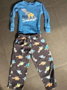 Carters Kids Size 4T Dinosaur Pajama Set Long Sleeve Fleece Pants - Picture 1 of 7