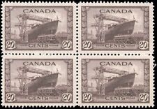 Canada Mint NH VF 20c Scott #260 Corvette Block KGVI 1942 War Issue Stamps