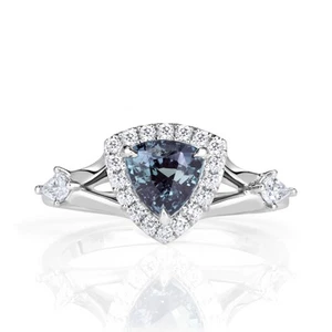 1.70ct Trillion Cut Alexandrite and Diamond Ring. - Picture 1 of 4