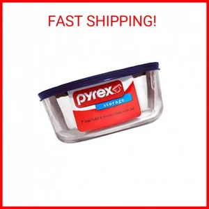 Plato de almacenamiento de alimentos de vidrio redondo Pyrex Simply Store de 7 tazas, azul - Imagen 1 de 1