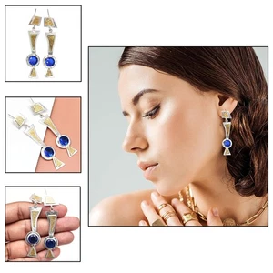 Tanzanite Gemstone Unisex Women's Gift For Her Silver Jewelry Earring 1.5'' - Picture 1 of 11