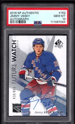 JIMMY VESEY 2016-17 UD SP Authentic Future Watch Auto ROOKIE #/999 PSA 10 RC - Image 1 of 2