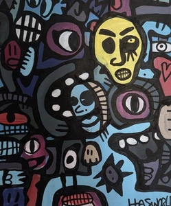 HASWORLD Original Abstract Expressionism Pop Contemporary Street Art Colours - Picture 1 of 7