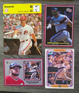 GREG LUZINSKI: PHILLIES, WHITE SOX = 8 VINTAGE BASEBALL KARTEN - Bild 1 von 4