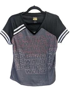 NWT Disney Parks Star Wars Logo AOP All Over Print V-Neck Juniors Women's Large - Picture 1 of 13