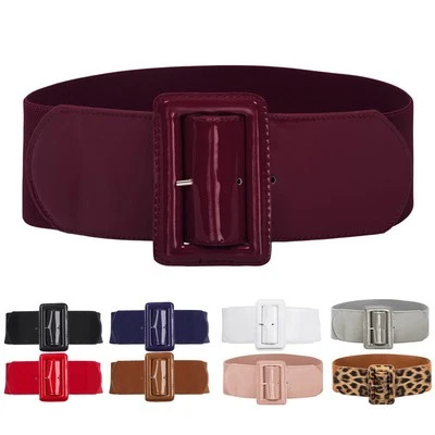Classic Buckle Stretchy Waistband for Women Brown/Navy Blue/Silver/Light Pink - image 1 of 4
