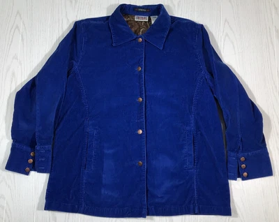 Vintage Bill Blass Corduroy Jacket Womens XL Blue Button Up Pockets Cotton 90s - Image 1 of 4