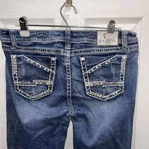 LA Idol Embroidered Rhinestones Bootcut Jeans Women's Size 13 W35 - Picture 1 of 8