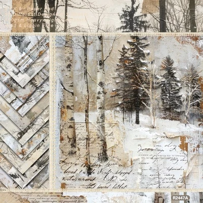 24Pcs Vintage Winter Woods Paper Pad Scrapbook Journal Album Card Making Crafts - Image 1 of 4