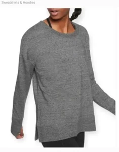 EUC Athleta Coaster Luxe Sweatshirt 1X Heather Gray Thumbholes Yoga Soft 870422 - Picture 1 of 8