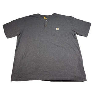 Carhartt Original Fit Chest Pocket Henley T Shirt Gray Men’s Size 2XL Cotton - Picture 1 of 9