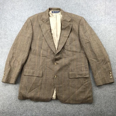 Vintage Brooks Brothers Blazer Mens 46 Long Brown Glen Plaid Wool Sport Coat USA - Image 1 of 4