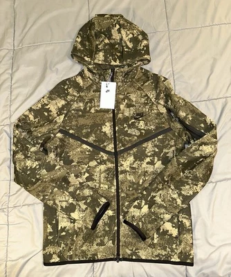 耐克 Tech Fleece 连帽衫全拉链男式小号 Windrunner 迷彩新品! HV5055-276 保修 & 延长技术支持 — 第 1/4 张图片